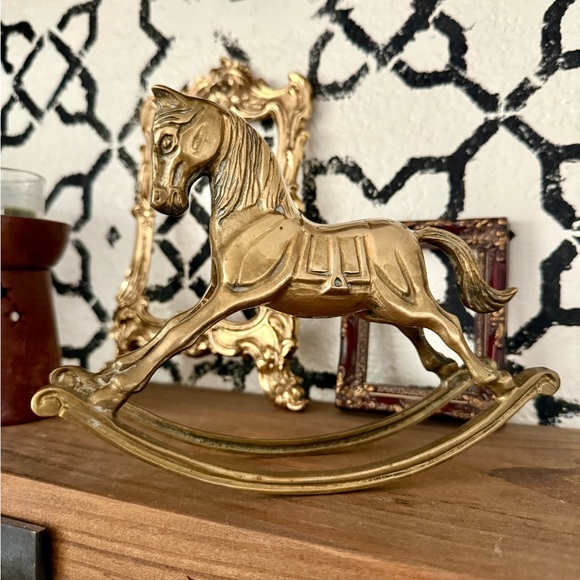 Vintage Solid Brass Rocking Horse Figurine Statue - Picture 2 of 5